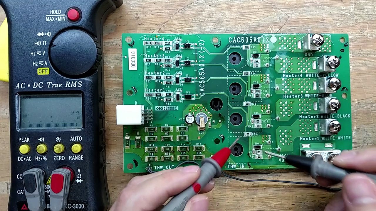 Troubleshooting a heater board.
