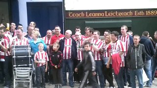 Derry City fans in waterloo st before UEFA Cup Match 25-07-13
