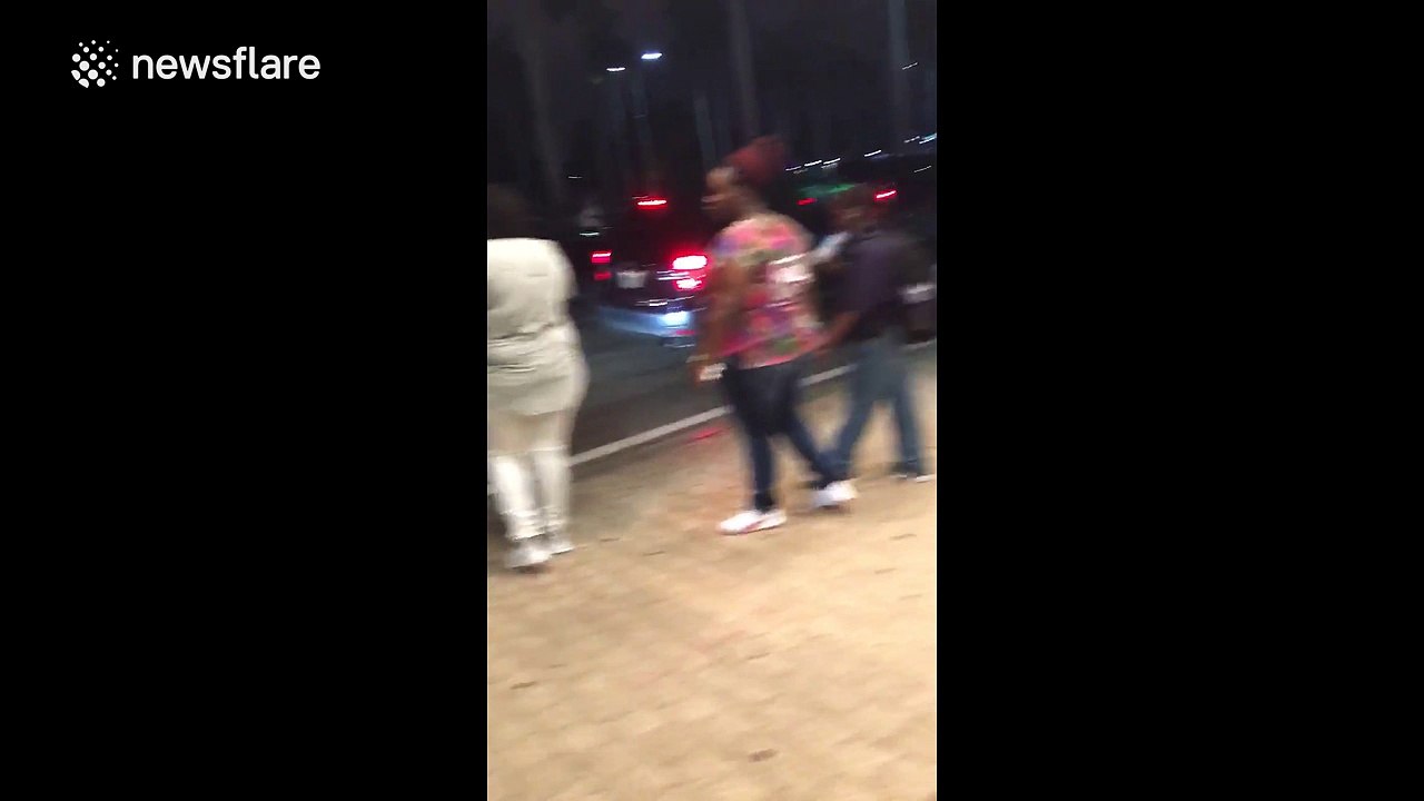 Aftermath of shooting scare in Bayside, Miami, USA