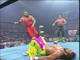 Sting, Randy Savage, Lex Luger vs Outsiders (Kevin Nash, Scott Hall) and ??? - WCW Bash at the Beach 1996