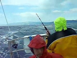 Tonno a traina con mare mosso su Aloa 29