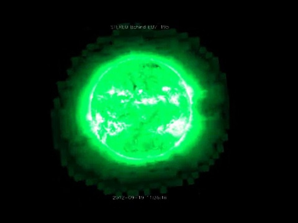 Enorme Esfera é registrada pelo Stereo Behind (EUVI 195) por quase 24 horas - 19-09-2012