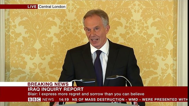 Tony Blair tells of 'sorrow and regret' over Iraq