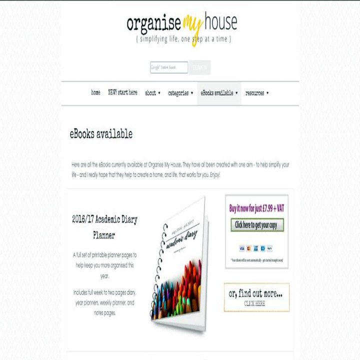 Range Of Fantastic Organising Ebooks From Organise My House