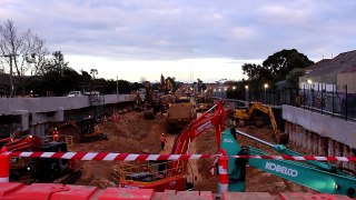 Level crossing removal works, Bentleigh, 28-29/6/2016