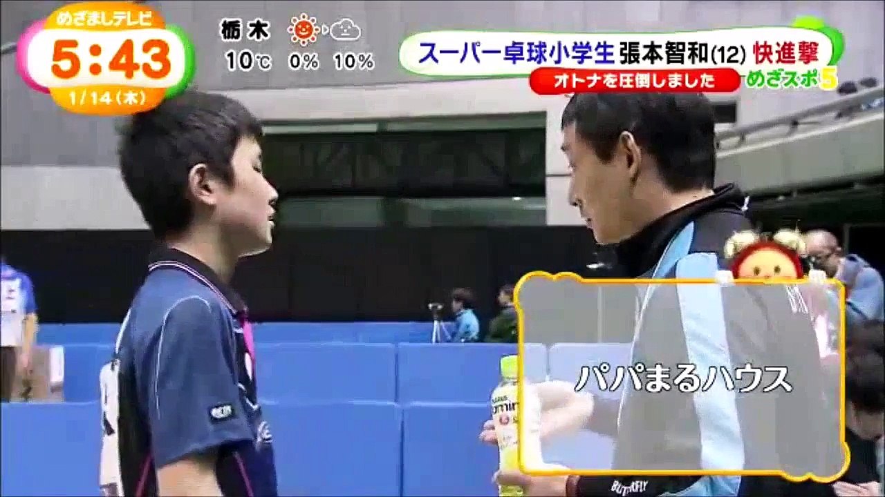 卓球全日本選手権 小学生張本智和 が25歳の大人に余裕勝ち