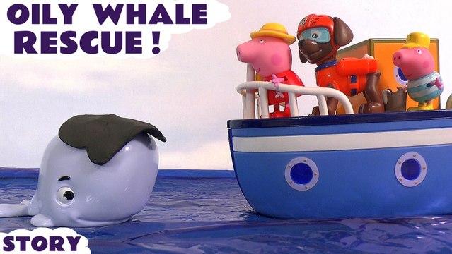 OILY WHALE RESCUE - Join Peppa Pig as they rescue an oil covered Whale caused by the naughty Minion Pirates, Featuring Zouma and Marshall from Paw Patrol, The Minions and many more family fun toys