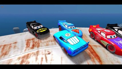 Spiderman & Frozen Elsa vs Rainbow Multi Colored McQueen Cars w- Children Nursery Rhyme with Action_4