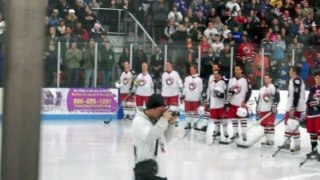 BobsBlitz.com ~ USA national anthem & Mikey Strong 23 Hockey Game group photo