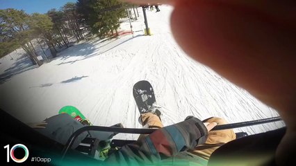 RAW FOOTAGE!!! LITTLE BOY FALLS 20 FEET OFF SKI LIFT!!!