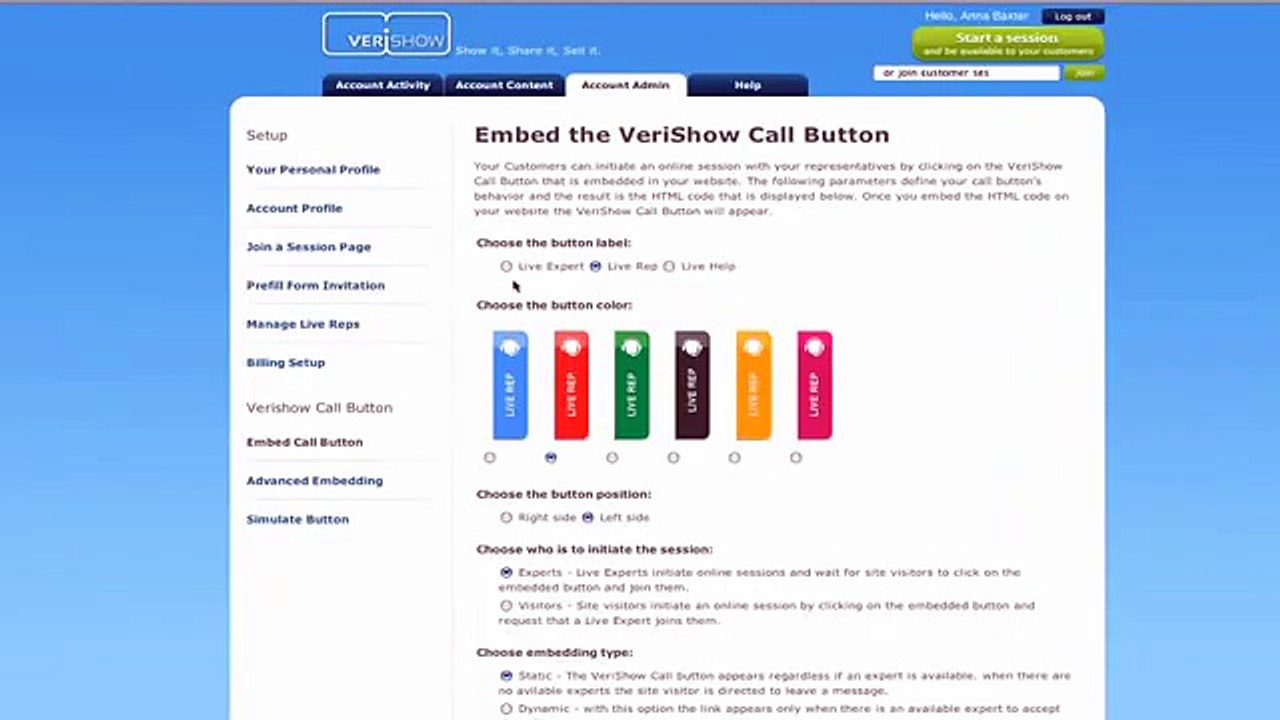 Embedding VeriShow Call button on VeriShow - Help Video