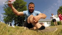 Man uses drone to wax his leg