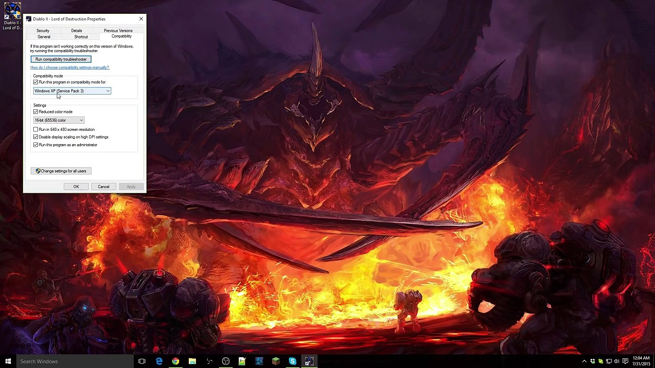 How to play Diablo II LoD on Windows 10 (Windowed Fullscreen)
