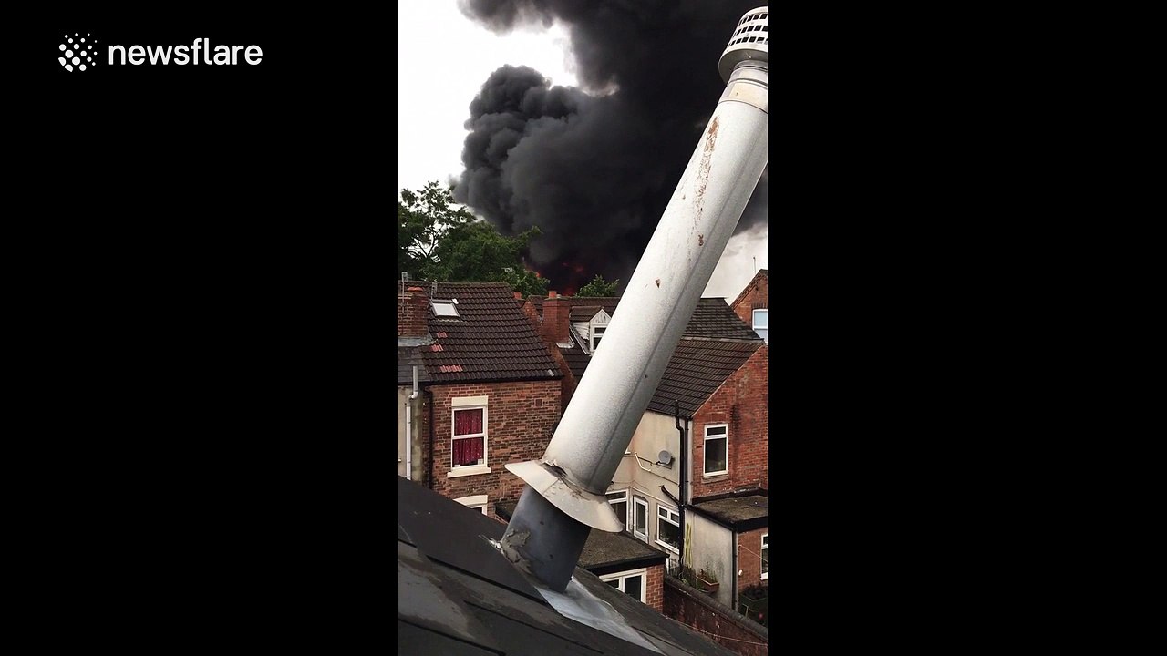 Huge factory fire in Nottingham