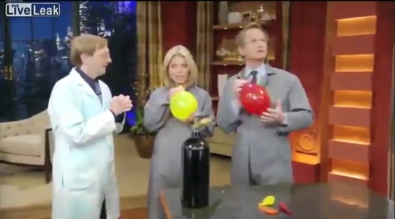 Neil Patrick Harris and Kelly Ripa inhale sulfur hexafluoride