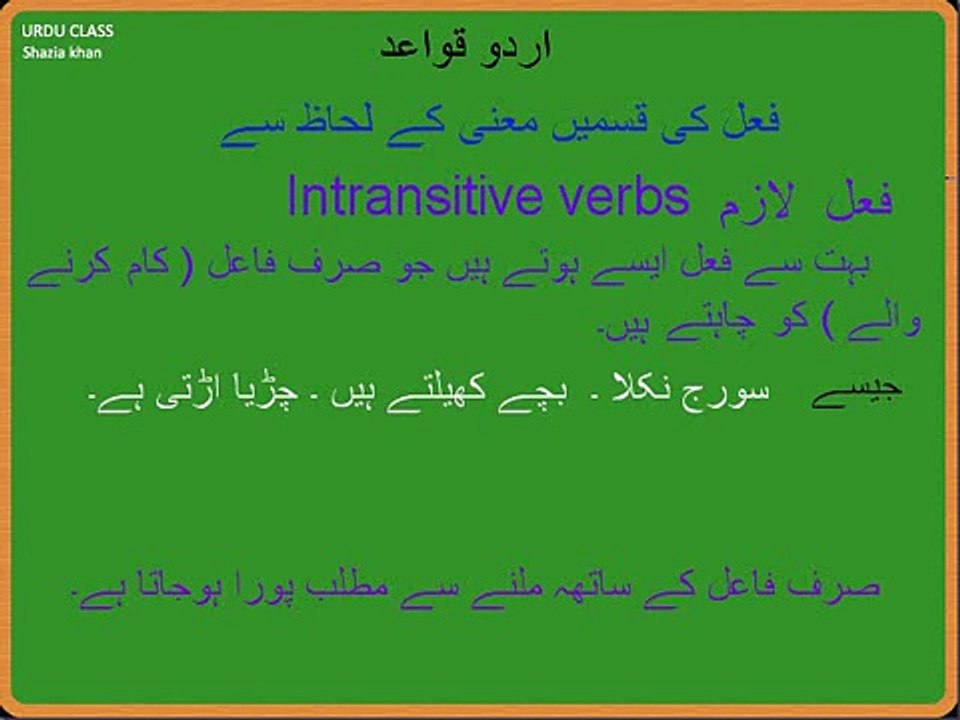 Adv. Urdu Grammar Fail Lazim and Fail Muthadi Part 10