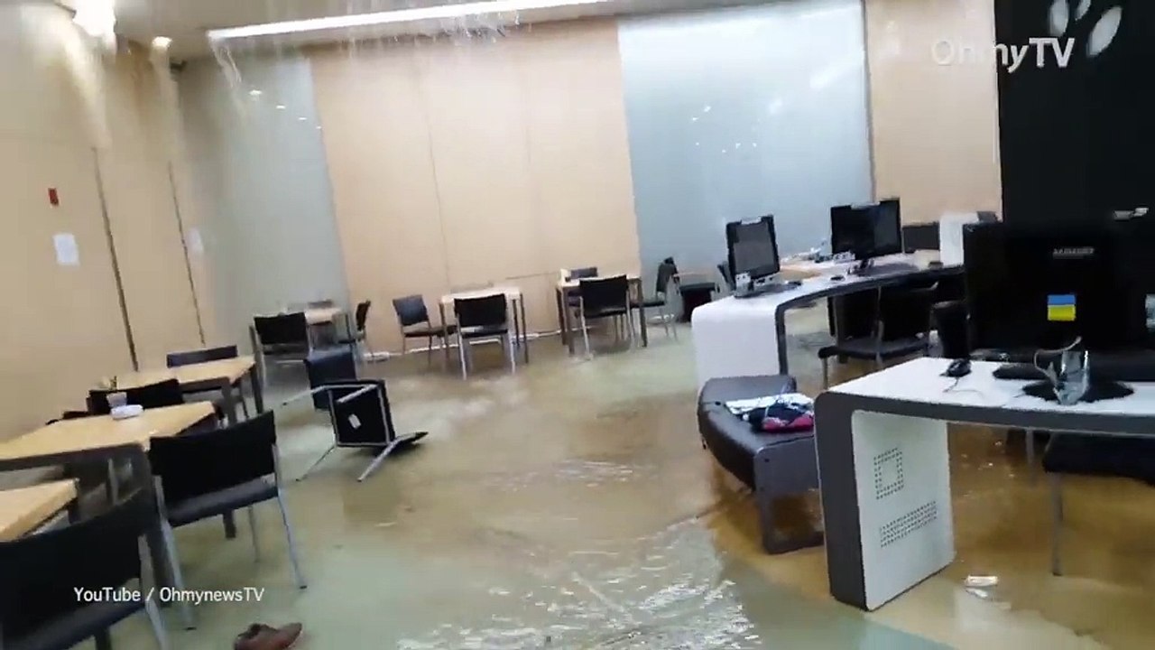How quickly Korean university’s library flooded in fierce storm