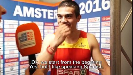 L'athlète Bruno Hortelano apprend qu'il est champion d'Europe