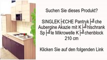 SINGLEKÜCHE Pantryküche Aubergine Akazie mit Kühlschrank Spüle Mikrowelle Küchenblock 210 c