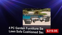 4 PC Rattan Patio Furniture Set Lawn Sofa Cushioned Seat Mix Gray Wicker