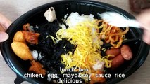 fast lunch - chicken and mayonnaise rice dish lunch box an asian grocery store food market in korea