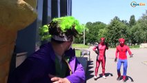 Superheroes in Real Life! Spiderman w/ Scary Deadpool vs Joker Funny. SuperHeroes Battle Chase