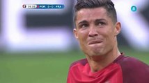 Cristiano Ronaldo crying after injury against France in Euro cup Final #Euro2016