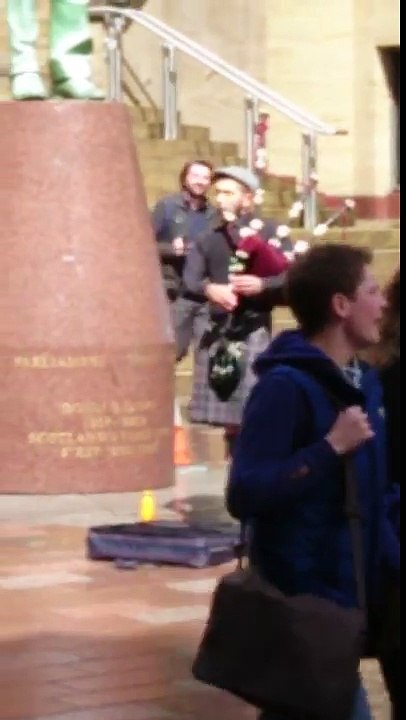 Playing the Scottish anthem in Glasgow home of Glasgow celtic and also sevco aka zombies 