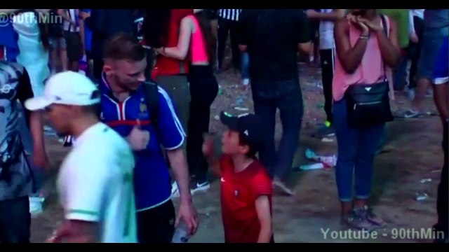 Portuguese boy hugs crying French fan Euro 2016 Final