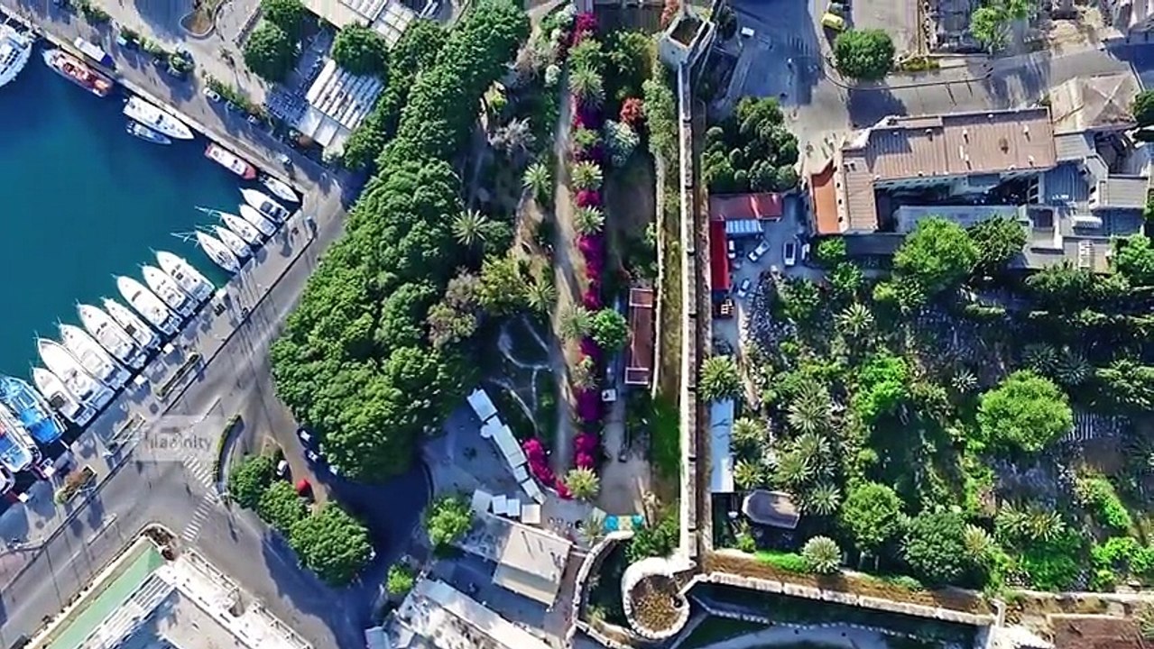 Intact medieval city as seen from a drone