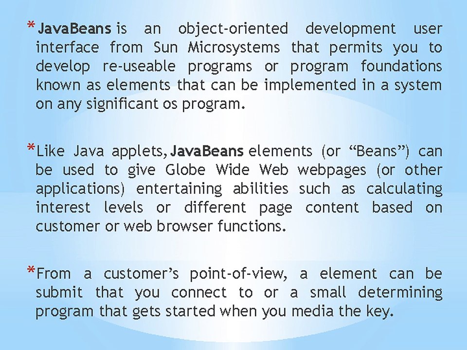 Simple Steps To An Effective java beans Strategy