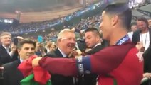 Alex Ferguson Hugs Cristiano Ronaldo After Portugal Won EURO 2016!