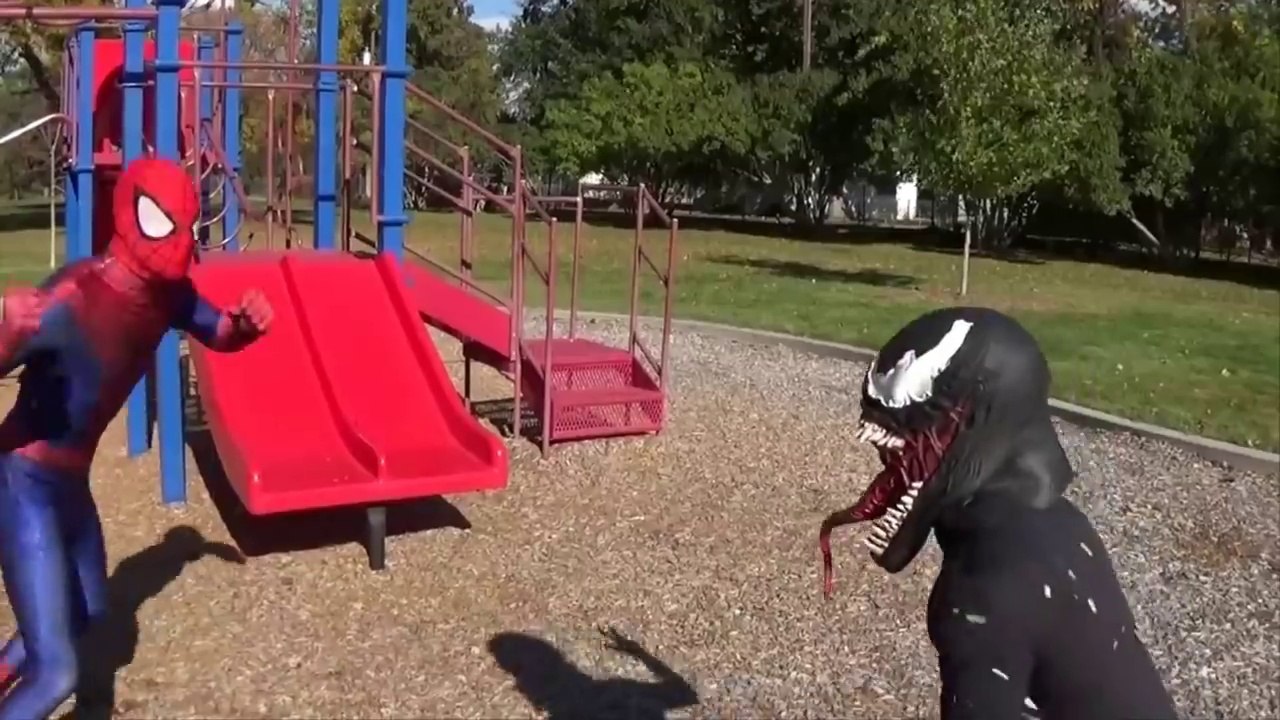 Spiderman and friends The Amazing Spider-Man vs. Venom vs. Darth Vader battle real-life superhero
