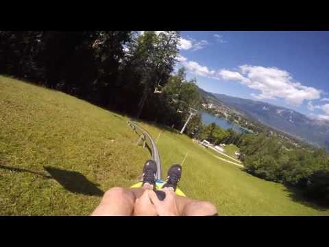 Tourist Travels Down Slovenian Mountain on Toboggan