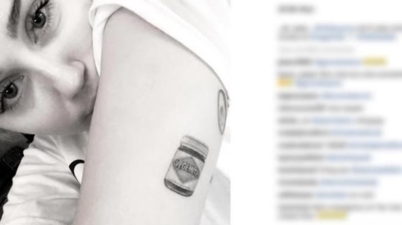 Miley Cyrus zeigt ihr Vegemite Tattoo