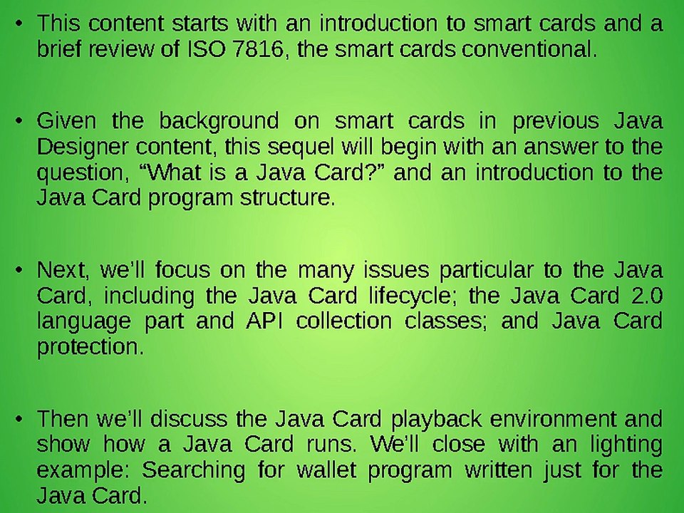 Know more about Java card 2.0