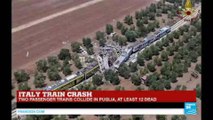 Italy: two passenger trains collide in Puglia, at least 12 dead