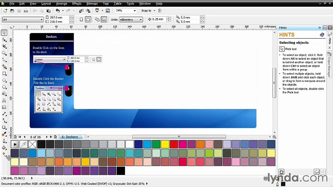 [Corel Draw 6 Essential Training] 02.03. Arranging dockers
