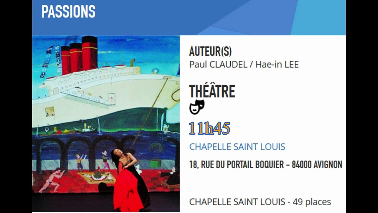 "Passions" de Paul Claudel, spectacle complet de l'année France - Corée, au Off