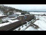 Spectacular Drone Footage of Snowfall Over Kryal Castle