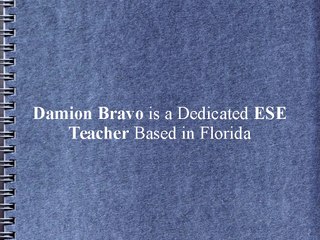 Damion Bravo is a Dedicated ESE Teacher Based in Florida