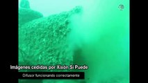 XsP denuncia con un vídeo submarino el estado del emisario de aguas residuales de Aboño