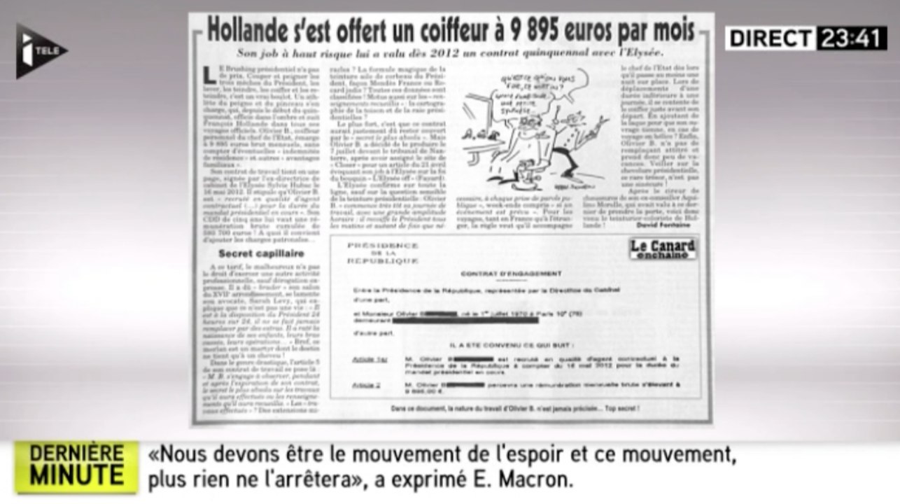 Le salaire très élevé du coiffeur d'Hollande. Zap actu du 13/07/2016 par lezapping
