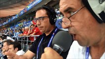 Imagens dos momentos finais os locutores da Antena 1 no jogo entre Portugal x França
