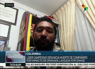 Colombia: líder denuncia la muerte de compañero a manos del ESMAD
