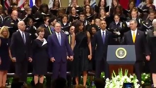 George Bush dancing during Dallas memorial service-Try Not To Laugh