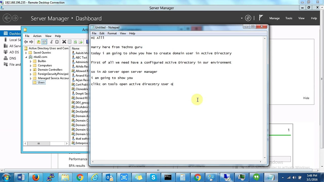 How to create user in Active Directory