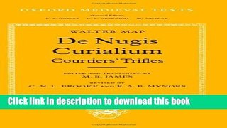 Read De Nugis Curialium: Courtiers  Trifles (Oxford Medieval Texts)  Ebook Free