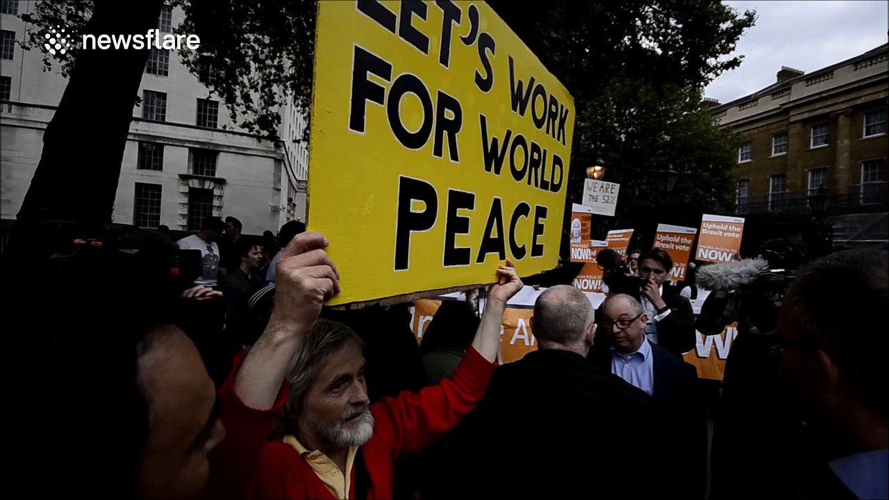 Pro-Brexit demonstration asking for 'Brexit now'