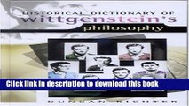 Read Historical Dictionary of Wittgenstein s Philosophy (Historical Dictionaries of Religions,